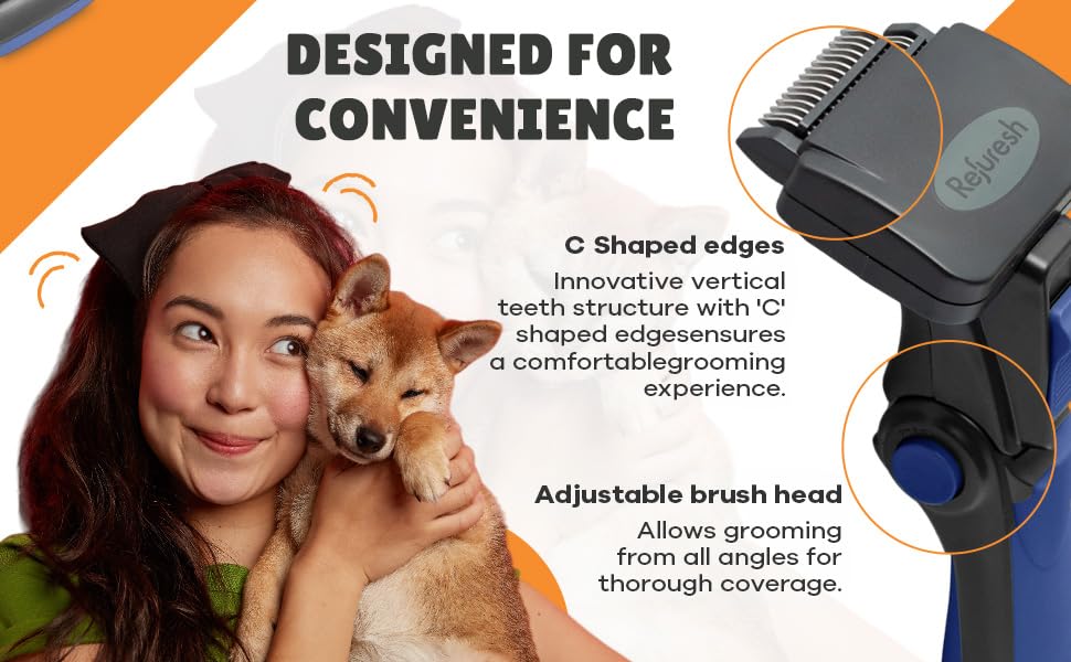 Gentle Deshedding Brush for Pets with Short/Medium Hair – Refuresh